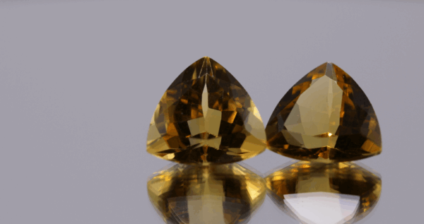 Natural citrine gemstones 12.25 carats trillion cut yellow orange color 13.2 x 12.93 mm loose stones
