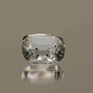 Natural square cushion cut aquamarine gemstone with colorless hue, 11.8 × 10.2 mm