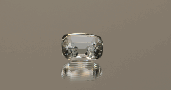 Natural square cushion cut aquamarine gemstone with colorless hue, 11.8 × 10.2 mm