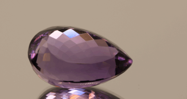 Natural pear cut amethyst gemstone with purple violet color, 20.71 × 14.20 mm