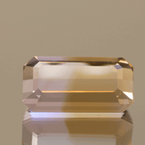 Natural octagon cut ametrine gemstone with purple yellow color, 17.50 × 9.70 mm