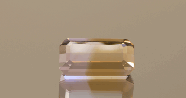 Natural octagon cut ametrine gemstone with purple yellow color, 17.50 × 9.70 mm