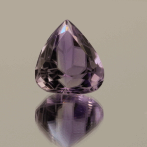 Natural pear cut amethyst gemstone with purple violet color, 15.61 × 12.95 mm