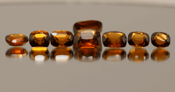 Natural hessonite orange garnet gemstones 19.2 carats cushion cut orange color untreated loose stones parcel