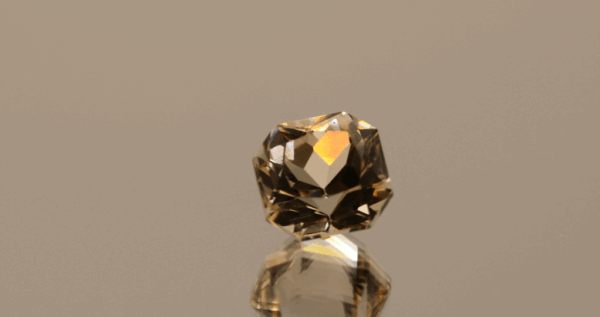 Light brown octagon-shaped topaz, 5.83 carat, 9.5 × 9.2 × 7.5 mm, no treatment, unknown origin.
