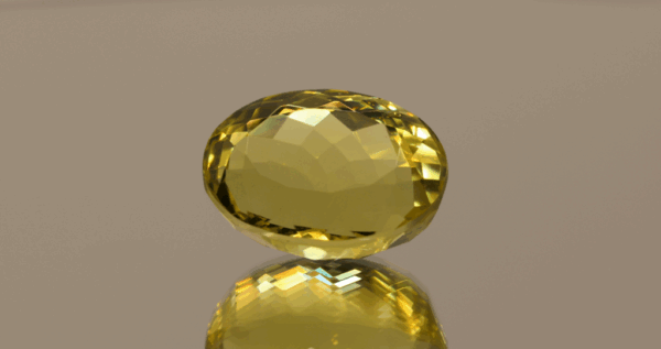 Lemon Quartz gemstone 16.42 carats, natural light yellow oval-cut, premium quality for jewelry