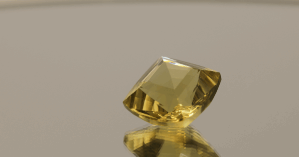 Lemon Quartz gemstone 10.01 carats, natural light yellow square cushion-cut, premium quality for jewelry