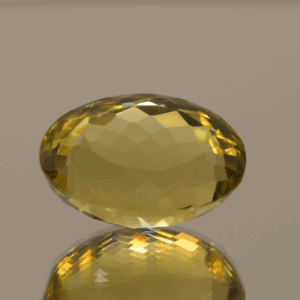 Lemon Quartz gemstone 14.1 carats, natural light yellow oval-cut, premium quality for jewelry