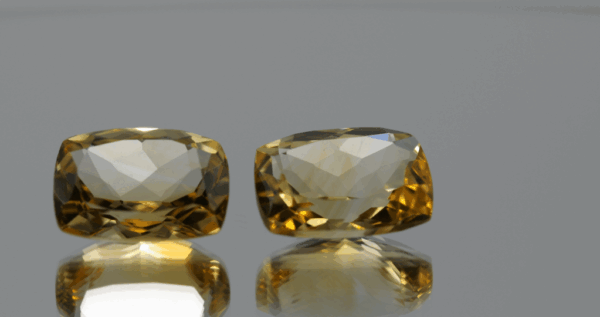 Faceted Citrine Gemstone – Yellow Orange, Square Cushion, 12.95 carats