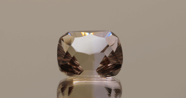 Natural cushion cut ametrine gemstone with purple yellow color, 15.30 × 12.90 mm