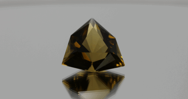 Faceted Citrine gemstone, yellow-orange trillion cut, 9.85 g, 16.4 × 15.9 mm, natural citrine