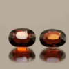 Set of 2 natural almandine garnets, 5.92 carats total, oval cut, purple-red color, untreated