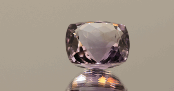 Natural square cushion cut ametrine gemstone with purple yellow color, 15.6 × 15.9 mm