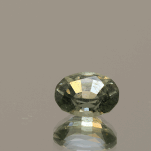 Yellow green sapphire gemstone 1.37 carat oval cut, heat treated, loose gemstone, dimensions 7.18 × 5.74 × 4.06 mm, ALGT certified.