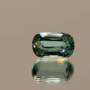 Light green cushion-shaped spodumene, 4.94 carat, 11.8 × 7.1 × 6.7 mm, no treatment, unknown origin.