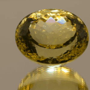 Lemon Quartz gemstone 31.77 carats, natural light yellow oval-cut, premium quality for jewelry
