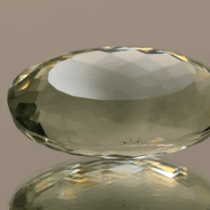 Natural prasiolite gemstone, 26.16 carat, oval cut, pale green color, untreated, loose gemstone, dimensions 24.3 × 13.9 × 11.1 mm, ideal for fine jewelry.