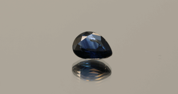 Royal Blue Sapphire Pear shaped, 1.37 carat, 8.09 × 5.85 × 3.68 mm, heat-treated, Madagascar origin, IGS certified.