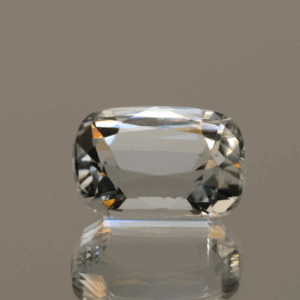 Natural cushion cut aquamarine gemstone with colorless hue, 14.14 × 10.00 mm