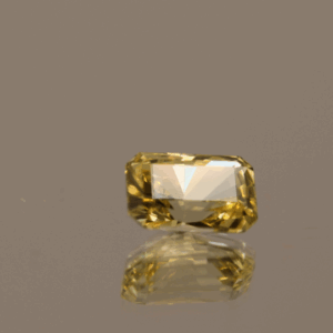 Natural sapphire gemstone, 1.18 carat, octagon cut, yellow color, unheated, loose gemstone, dimensions 6.31 × 4.37 × 3.92 mm, origin unknown, ALGT certified.