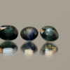 Set of 3 blue-green round Thailand sapphire, 0.89 carat total, 5.69 × 5.28 × 3.54 mm each, heat-treated, Thailand origin, GFCO certified.