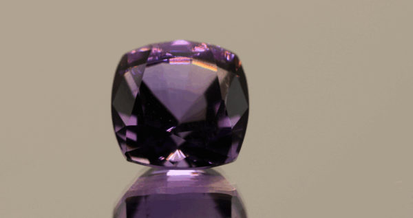 Natural square cushion cut amethyst gemstone with purple violet color, 11.60 × 11.60 mm