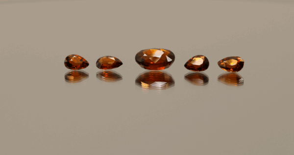 Natural hessonite garnet gemstones 3.6 carats mixed cuts orange color untreated loose stones set