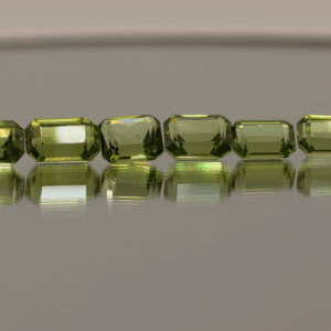 Natural peridot set, total weight 14.5 carat (11 stones), octagon cut, yellow green color, untreated, loose gemstones, dimensions 5.4–8.4 × 4.7–6.4 × 3.5–4.6 mm, perfect for fine jewelry.