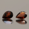 Natural spessartite garnets, 3.64 carats each, pear cut, orange-red color, untreated, set of 2