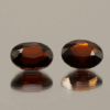 Set of 2 natural pyrope garnets, 4.78 carats total, oval cut, red color, untreated