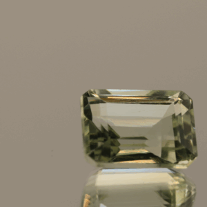 Natural prasiolite gemstone, 6.57 carat, octagon cut, pale green color, untreated, loose gemstone, dimensions 12.4 × 9.4 × 7.5 mm, ideal for fine jewelry.
