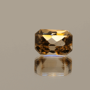 Light brown octagon-shaped topaz, 4.17 carat, 10 × 7 × 6.1 mm, no treatment, unknown origin.