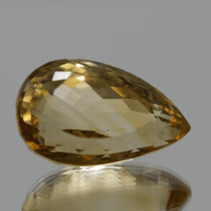 Natural citrine gemstone 17.93 carats pear cut yellow orange color 20.9 x 12.8 mm loose stone