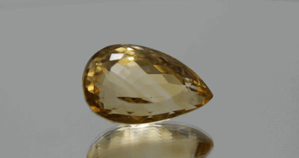 Natural citrine gemstone 17.93 carats pear cut yellow orange color 20.9 x 12.8 mm loose stone