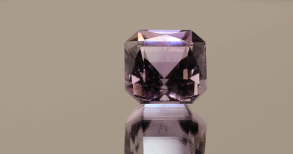 Natural octagon cut amethyst gemstone with purple violet color, 14.32 × 14.29 mm