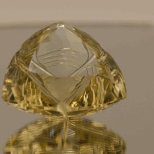 Lemon Quartz gemstone 52.85 carats, natural light yellow trillion cut, loose gemstone