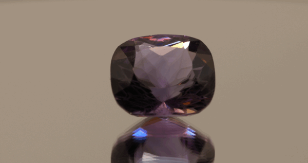 Natural cushion cut amethyst gemstone with purple violet color, 17.80 × 15.90 mm