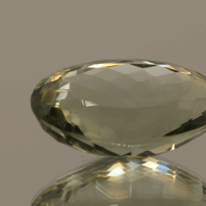Natural prasiolite gemstone, 17.59 carat, oval cut, pale green color, untreated, loose gemstone, dimensions 21.8 × 13.5 × 9.4 mm, ideal for fine jewelry.