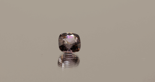 Purple spinel stone, cushion-cut, 1.40 carat, 6.47 × 6.02 × 4.24 mm, natural untreated gemstone, AIG certified.