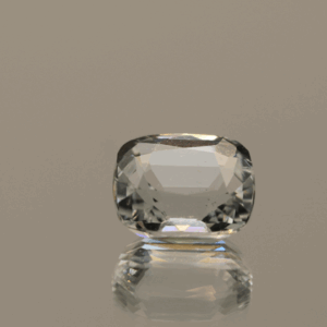 Natural cushion cut aquamarine gemstone with colorless hue, 10.50 × 9.00 mm