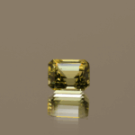 Natural octagon cut chrysoberyl gemstone with yellow color, 6.05 × 4.78 mm