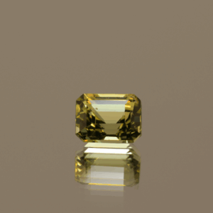 Natural octagon cut chrysoberyl gemstone with yellow color, 6.05 × 4.78 mm