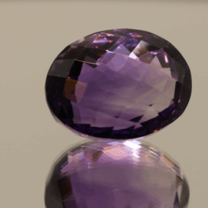 Natural oval cut amethyst gemstone with purple violet color, 17.50 × 14.70 mm