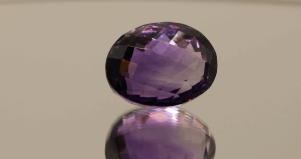Natural oval cut amethyst gemstone with purple violet color, 17.50 × 14.70 mm
