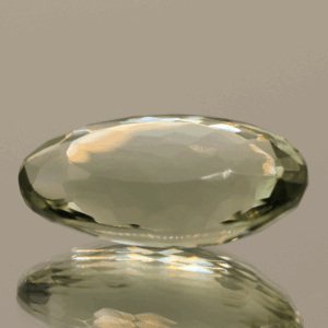 Natural prasiolite gemstone, 12.58 carat, oval cut, pale green color, untreated, loose gemstone, dimensions 20.5 × 12.1 × 7.7 mm, ideal for fine jewelry.