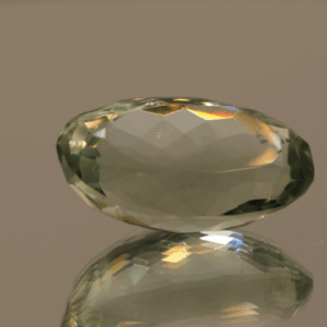 Natural prasiolite gemstone, 15.77 carat, oval cut, pale green color, untreated, loose gemstone, dimensions 20.9 × 12.1 × 9.5 mm, ideal for fine jewelry.