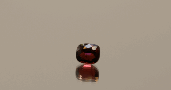 Vivid deep red spinel, cushion-cut, 0.93 carat, 5.71 × 4.93 × 3.99 mm, natural untreated gemstone, ALGT certified.