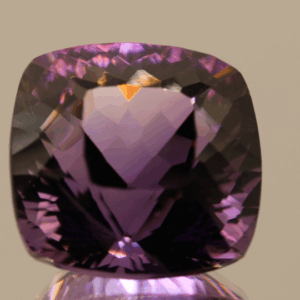 Natural square cushion cut amethyst gemstone with purple violet color, 16.50 × 16.50 mm