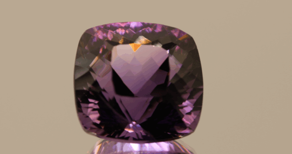 Natural square cushion cut amethyst gemstone with purple violet color, 16.50 × 16.50 mm