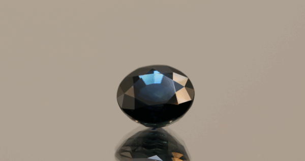 Royal blue sapphire stone gemstone 2.56 carat round cut, untreated, Madagascar origin, dimensions 8.08 × 7.96 × 4.75 mm, GFCO certified.